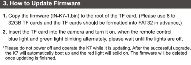Firmware update volgens manual
